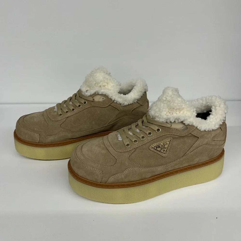Prada Suede mid-top sneakers in Ecru Size 40 - Picture 3 of 5